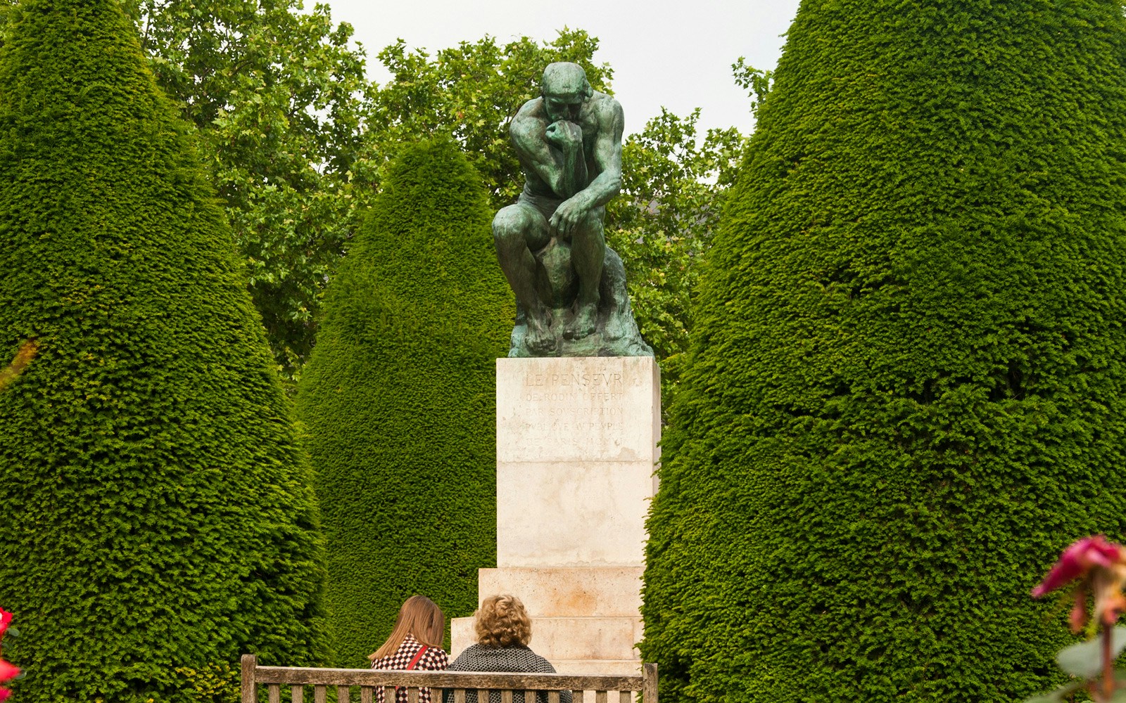 The Thinker sculpture by Rodin at the Rodin Museum in Paris, France.
