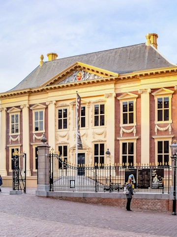 Mauritshuis museum facade and Grenadierspoort gate in The Hague, Netherlands.