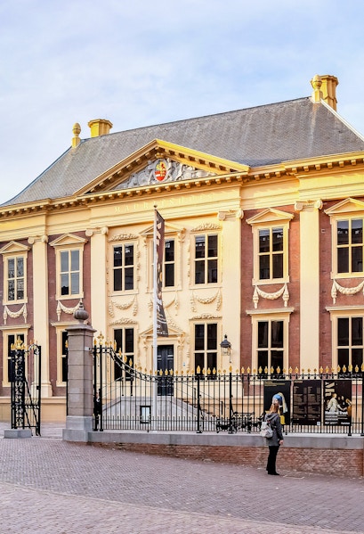 Mauritshuis museum facade and Grenadierspoort gate in The Hague, Netherlands.