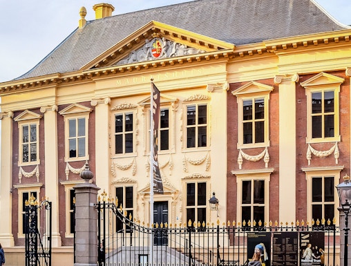 Mauritshuis museum facade and Grenadierspoort gate in The Hague, Netherlands.