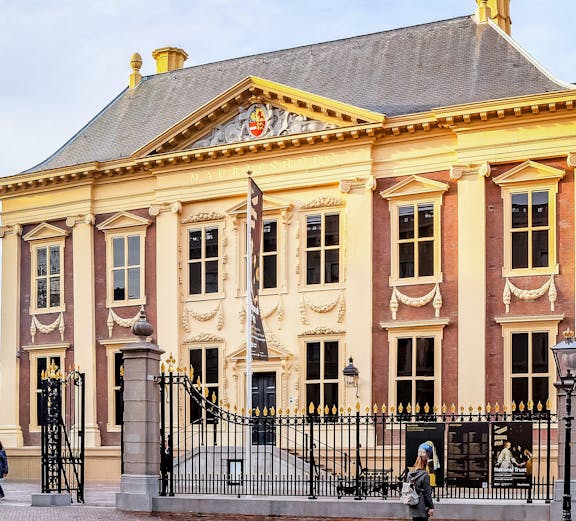 Mauritshuis museum facade and Grenadierspoort gate in The Hague, Netherlands.
