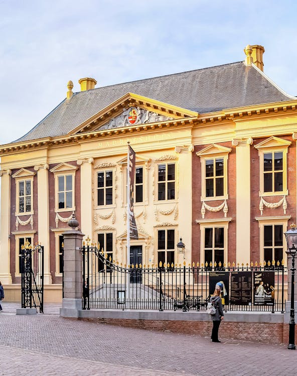 Mauritshuis museum facade and Grenadierspoort gate in The Hague, Netherlands.