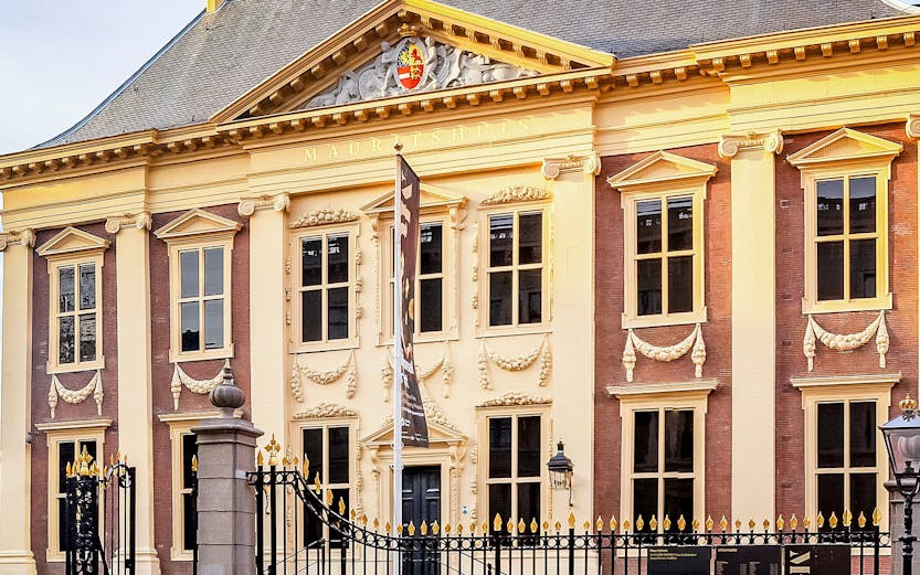 Mauritshuis museum facade and Grenadierspoort gate in The Hague, Netherlands.