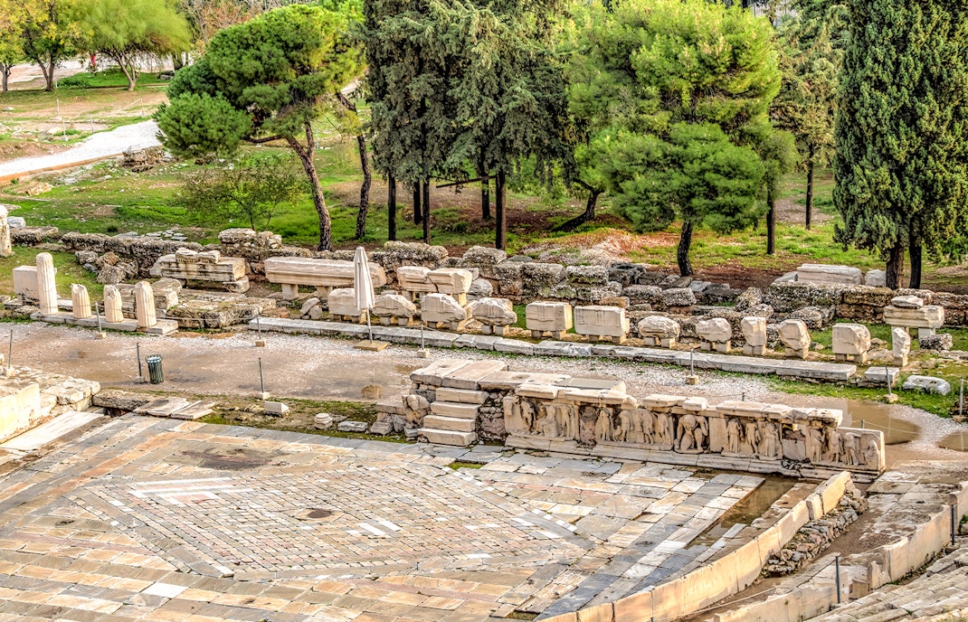 Dionysus Theatre in Athens, view of the skene used for storing props and costumes.