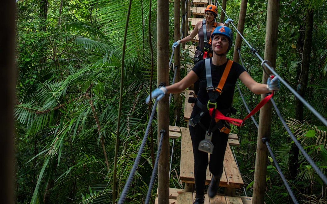 Participants on a zipline tour in Daintree Rainforest, Australia.