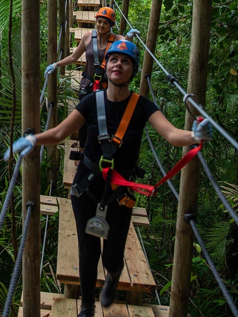 Participants on a zipline tour in Daintree Rainforest, Australia.