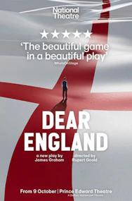 Dear England theater poster with show details and performance dates.