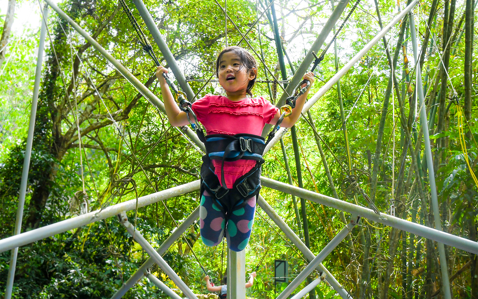 child jumping on trampoline at ESCAPE Penang Jumping Jack, Malaysia.