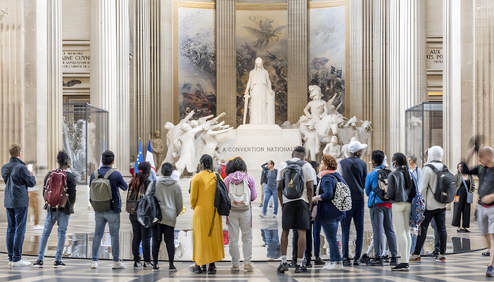People inside the  Paris Pantheon