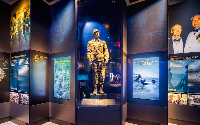 Navy SEAL exhibit with historical displays at the National Navy SEAL Museum, San Diego.