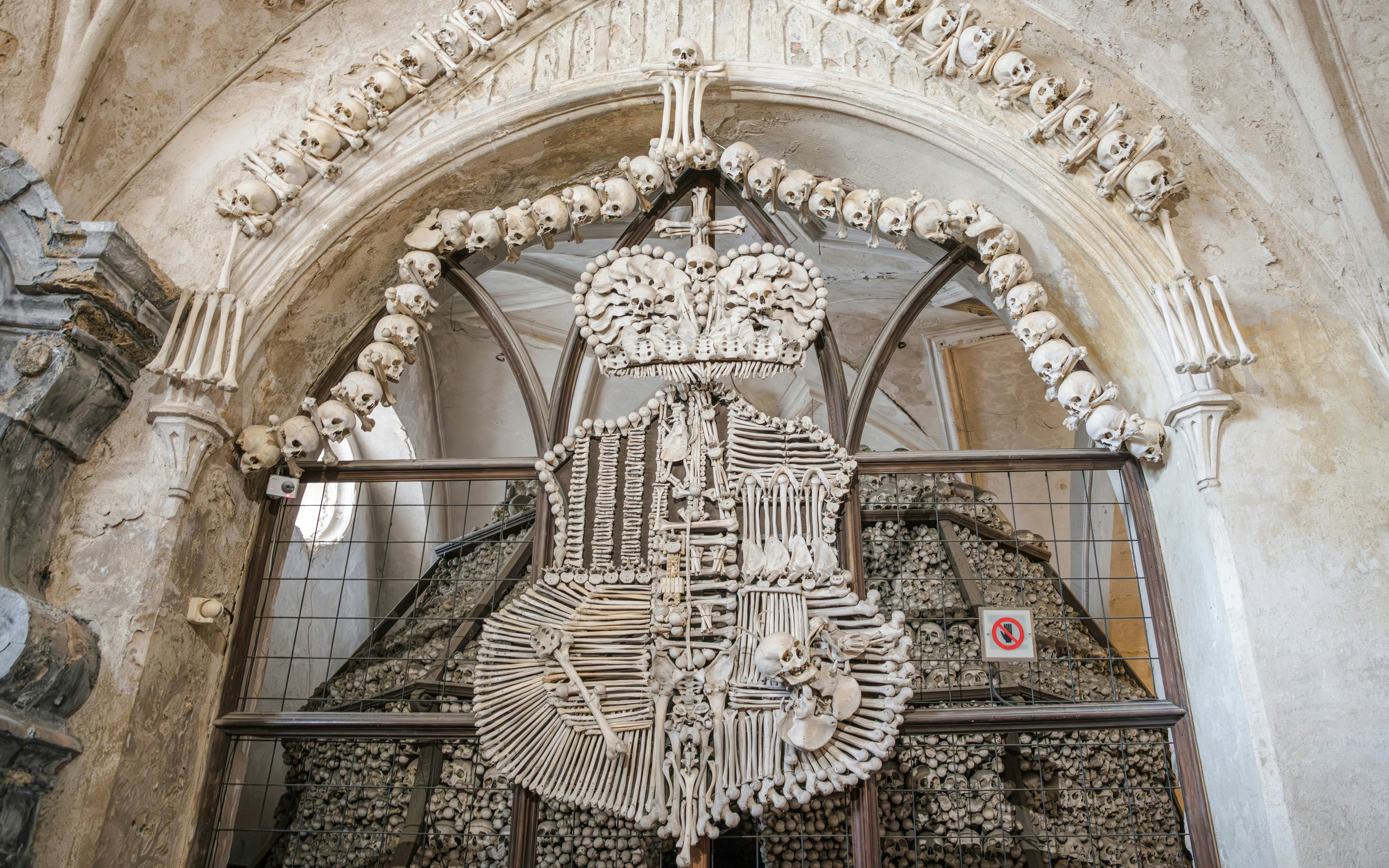 Schwarzenberg coat of arms made of bones, Sedlec Ossuary, Kutná Hora.