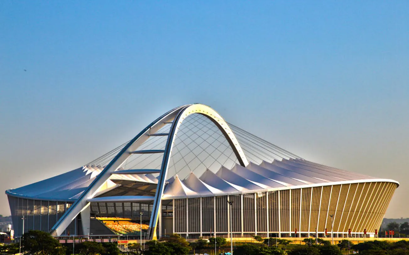 Moses Mabhida Stadium in Durban with iconic arch structure.