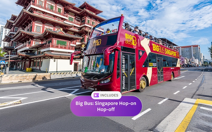 Big Bus Singapore passing by the Buddha Tooth Relic Temple.