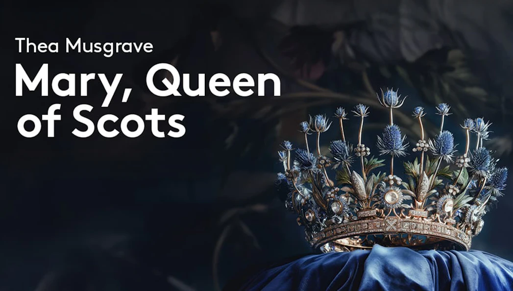 Crown adorned with thistles and jewels, representing Mary, Queen of Scots.