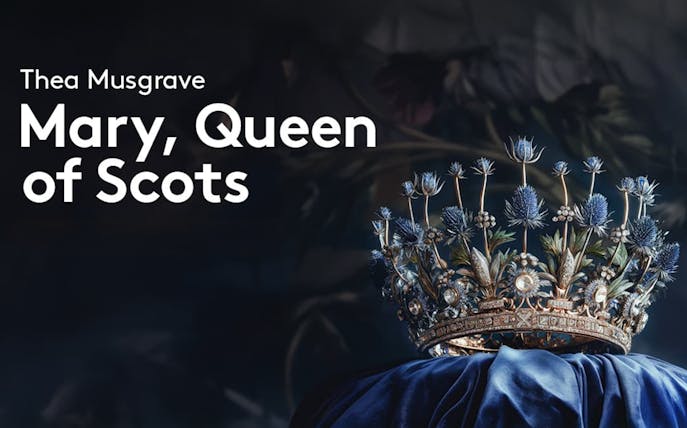 Crown adorned with thistles and jewels, representing Mary, Queen of Scots.