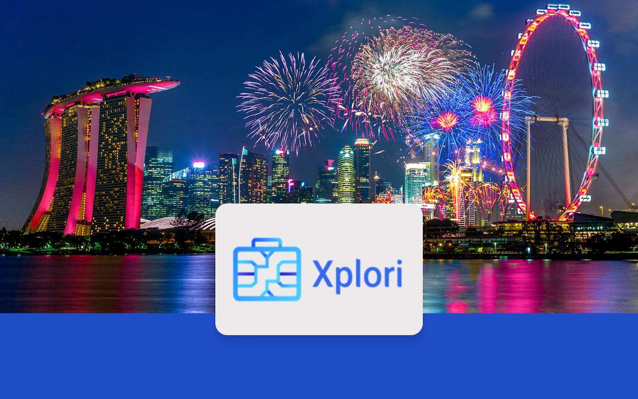 Singapore skyline with Marina Bay Sands and fireworks, promoting 3G Tourist eSIM with 3/5/7/15-Day Validity.