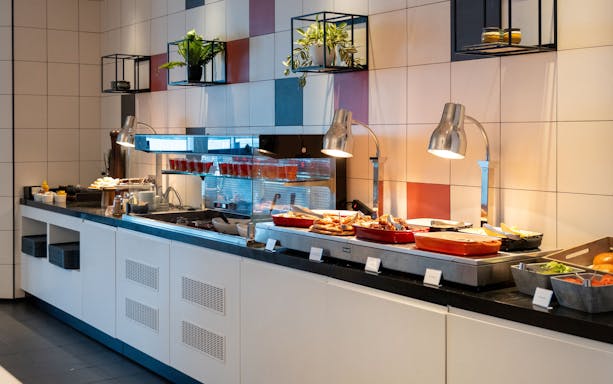 Buffet selection at Plaza Premium Lounge, London Gatwick Airport North Terminal.