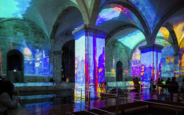 Projections of Monet and Klimt artworks at Mãe d'Água Reservoir, Lisbon.