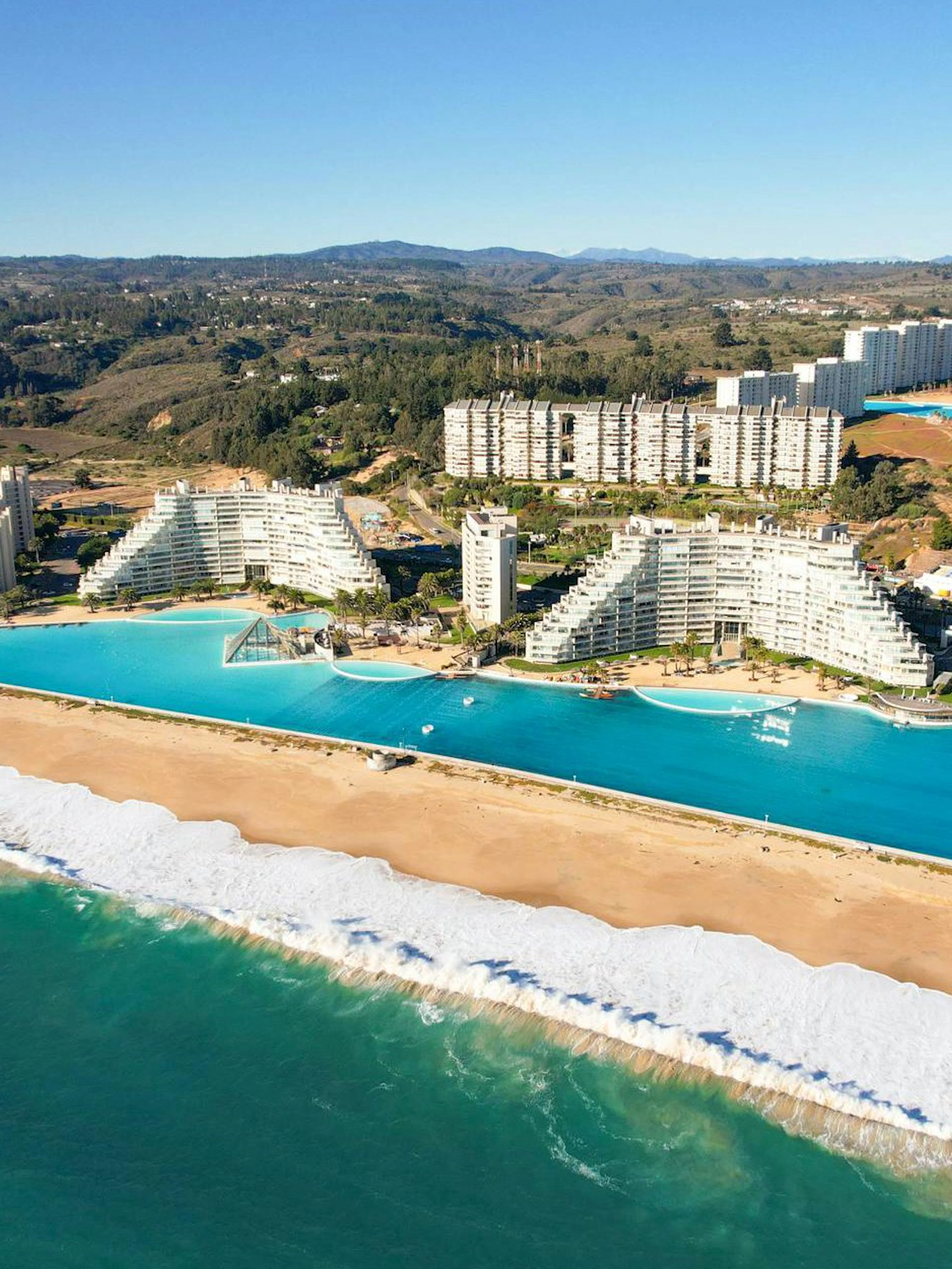 San Alfonso del Mar resort with large pool and beachfront in Algarrobo, Chile.
