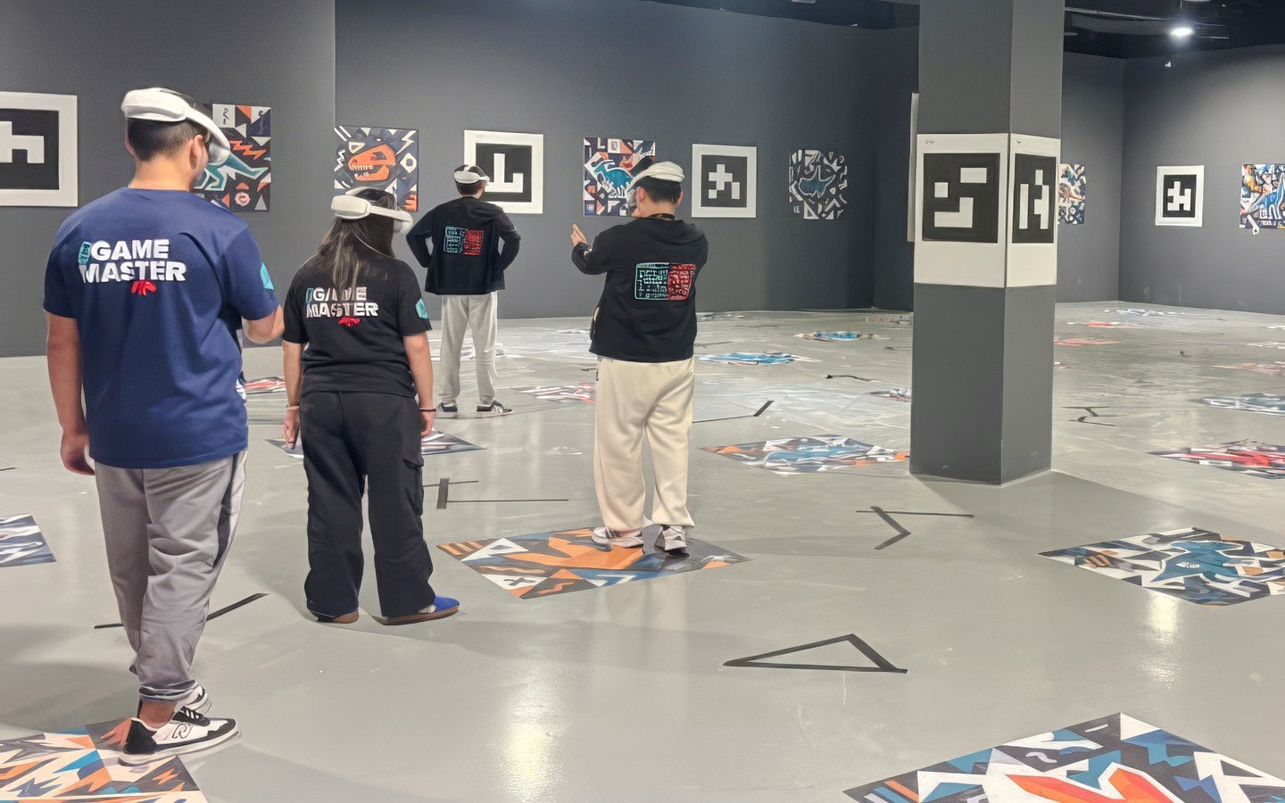 Visitors engaging in a virtual reality experience at Dinosaur Immersive Odyssey, Dubai.