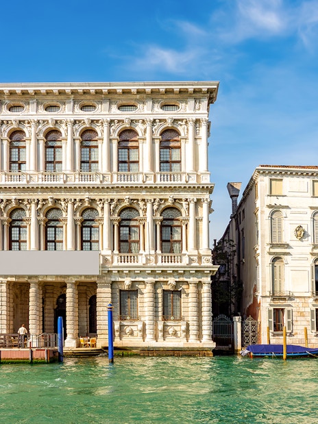 Venetian palazzo facade along the Grand Canal, part of Doge Palace & Full Venice Museums Pass.
