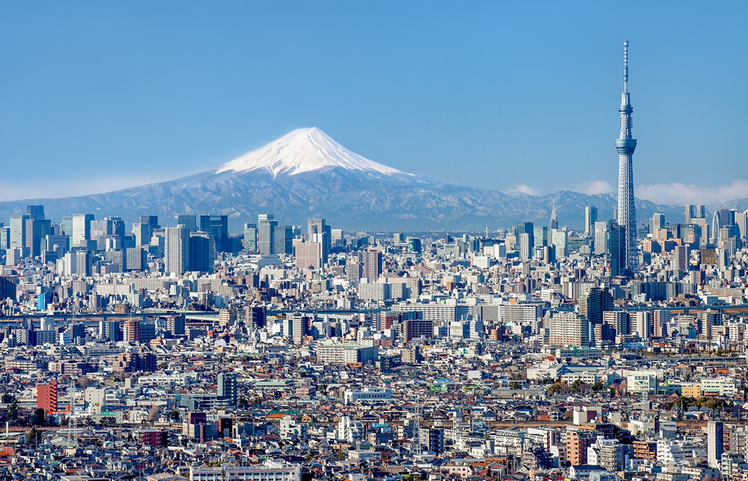 Tokyo Skytree with Mount Fuji in the background