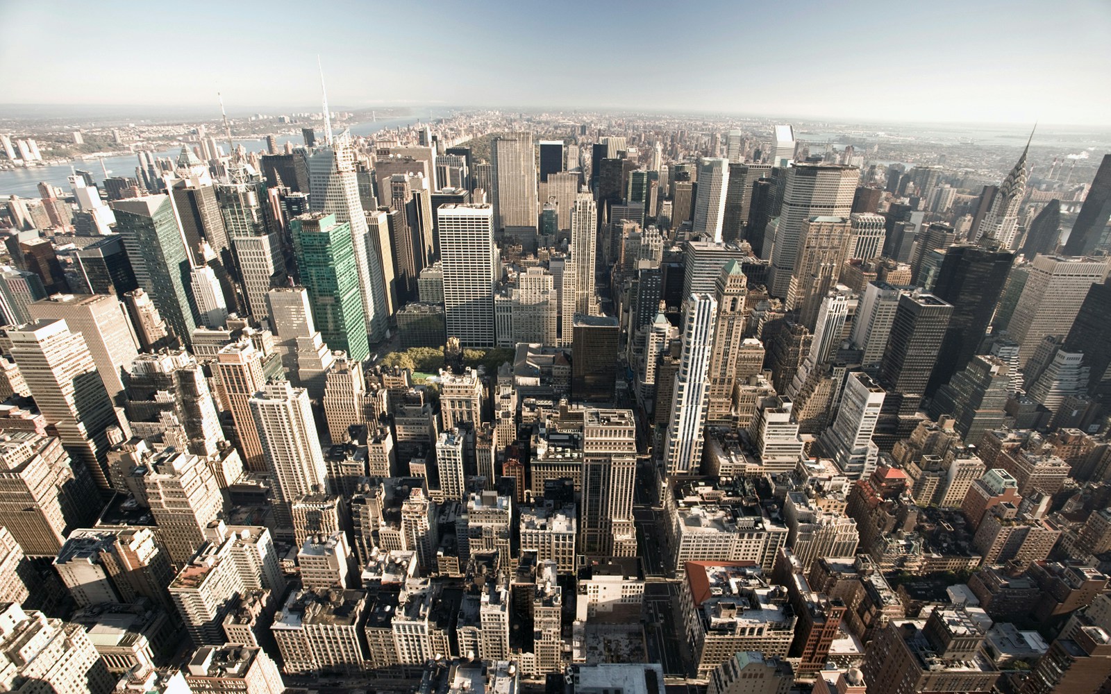 Panoramic views of new york city skyline from 86th floor of empire state building