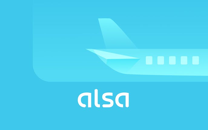 Alsa logo with airplane tail, representing Ibiza airport transfer service.