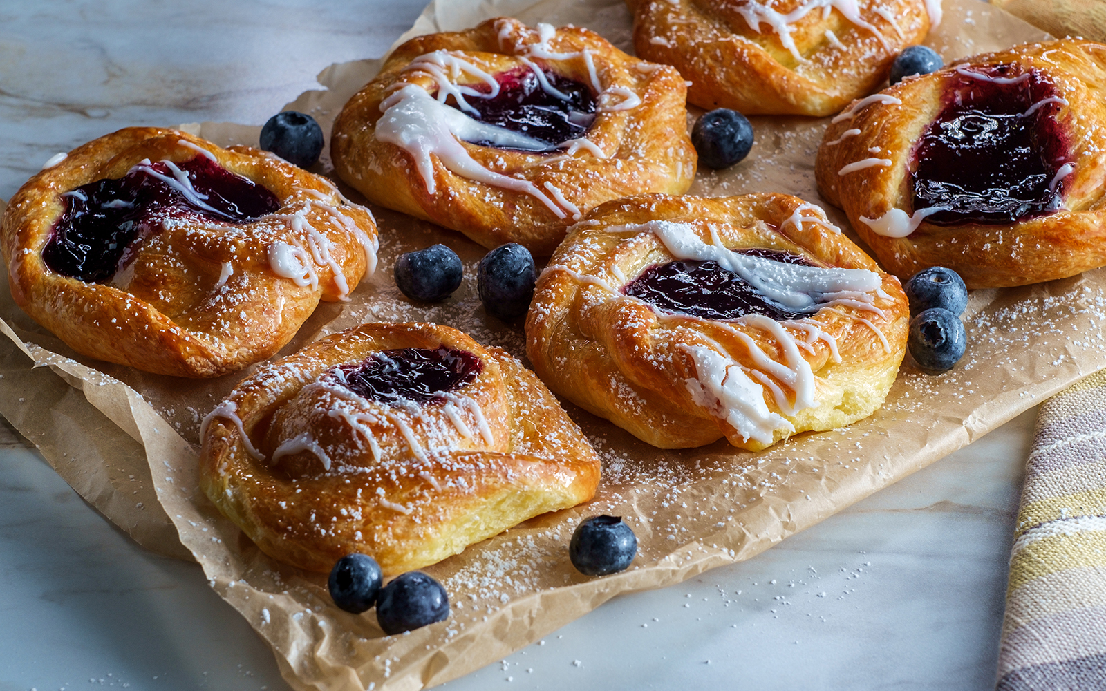 Blueberry Danish Snail Pastries