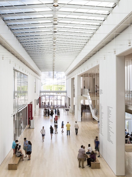 Visitors walking through the modern gallery at The Art Institute of Chicago.