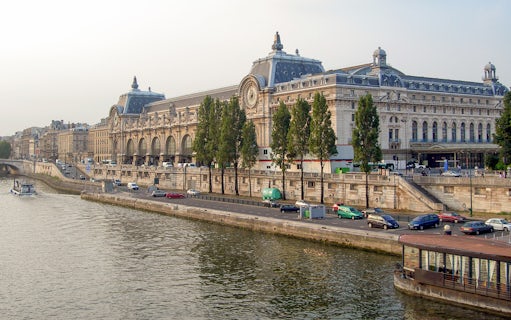 Orsay Museum along the Seine River in Paris, view from the water.