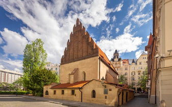 Old New Synagogue in Prague during a guided tour with virtual reality experience.
