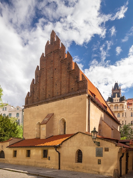 Old New Synagogue in Prague during a guided tour with virtual reality experience.