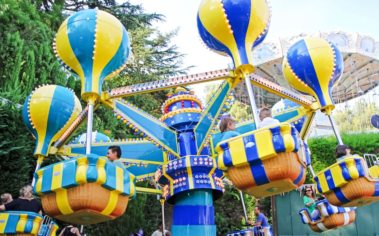 Globus ride with colorful balloons at Tibidabo Amusement Park, Barcelona.