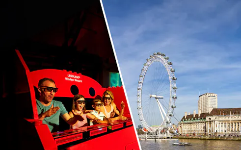 LEGOLAND Windsor ride and London Eye on a sunny day.