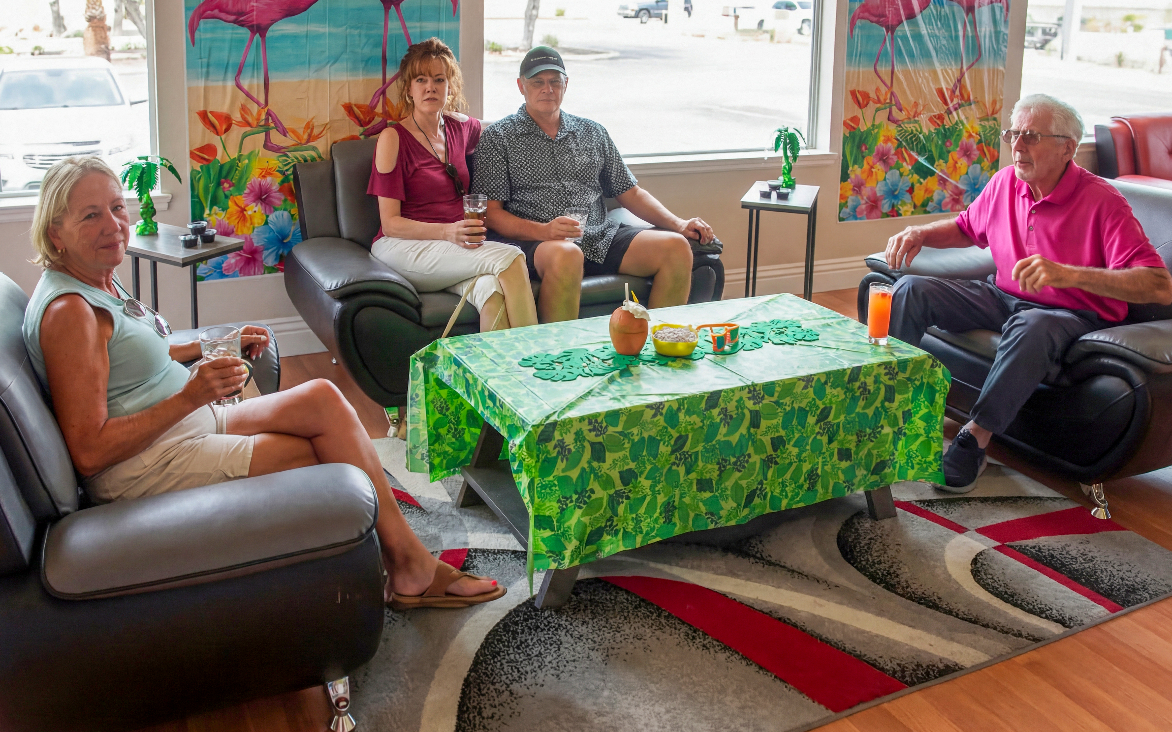 Guests relaxing in a lounge area at Chicken Ranch Brothel, Nevada.