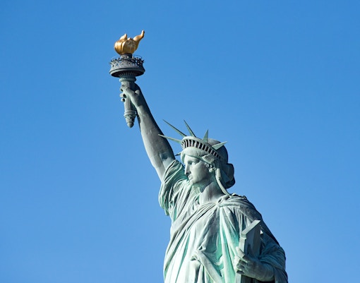 A close up of the Statue of Liberty - NYC bike tour