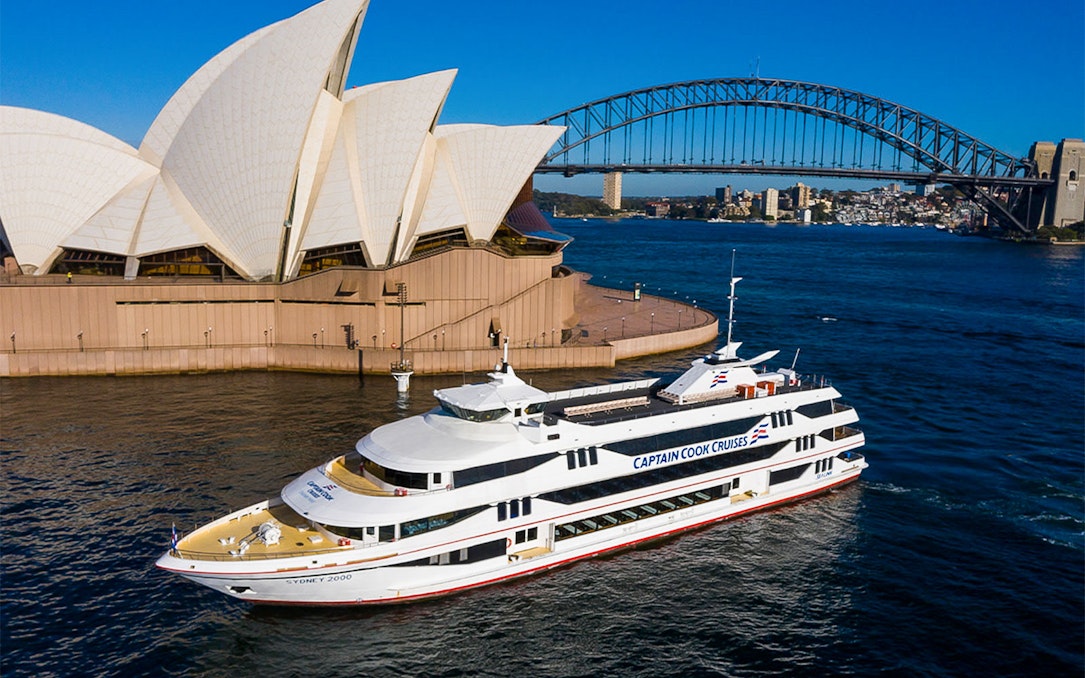 Cruise ship near Sydney Opera House during Christmas Day lunch cruise.