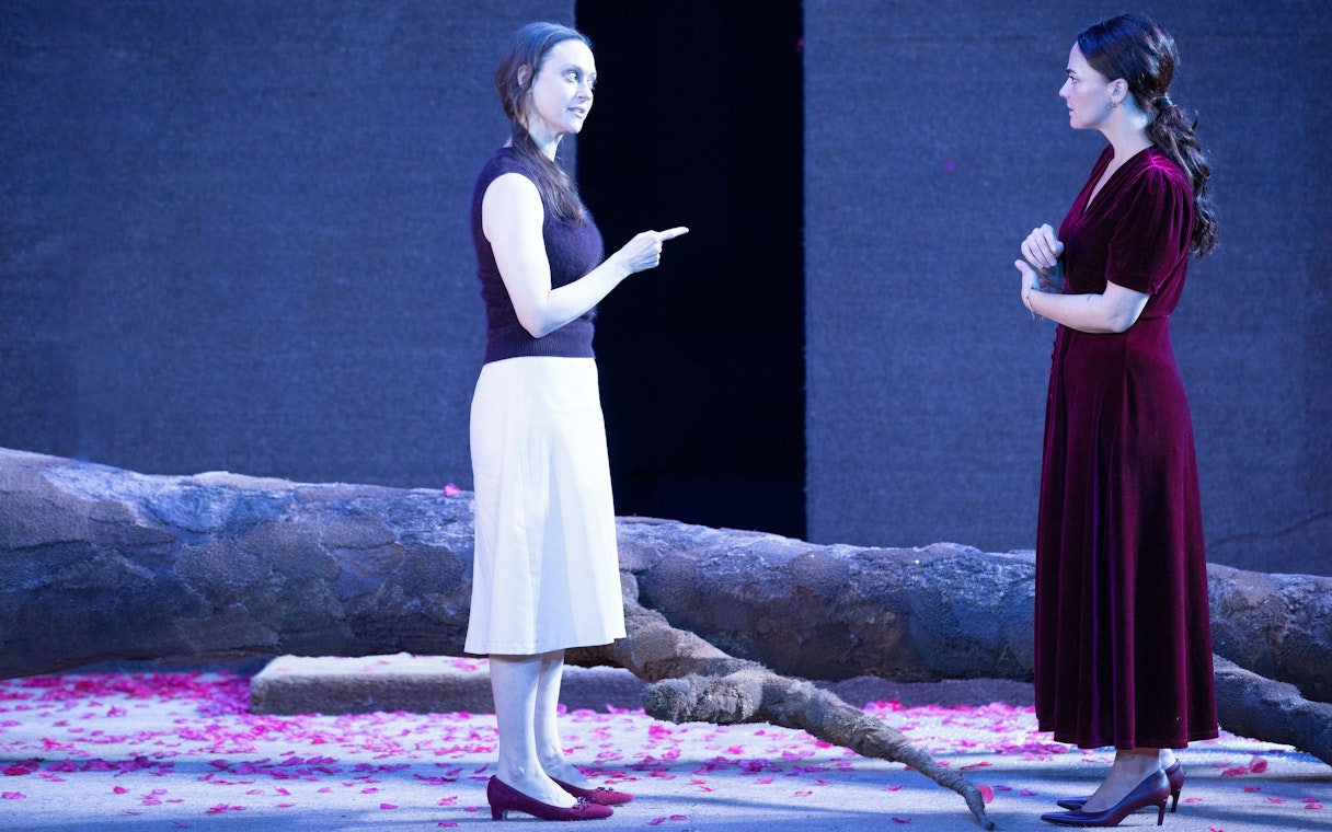 Two actors in a dramatic scene from "All My Sons" West End show.