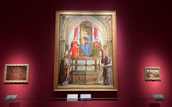 Pinacoteca di Brera altarpiece featuring Virgin Enthroned with Christ Child, Milan museum exhibit.