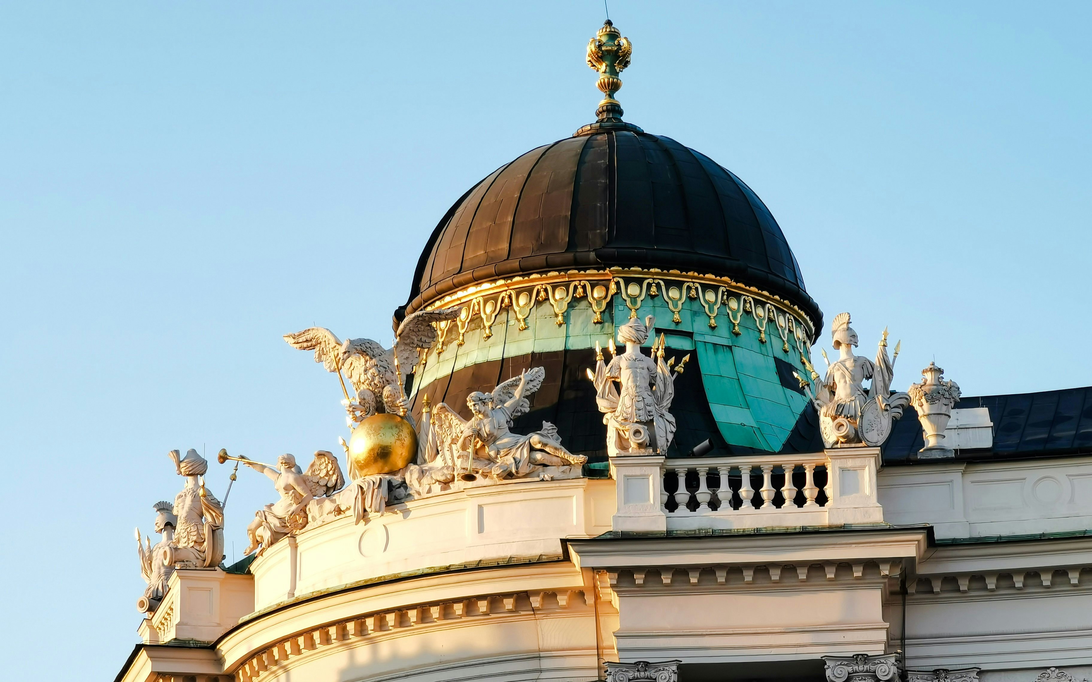 Dome exterior with sculptures, Spanish Riding School, Vienna.