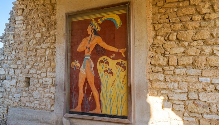 Prince of the Lilies Fresco inside Knossos Palace