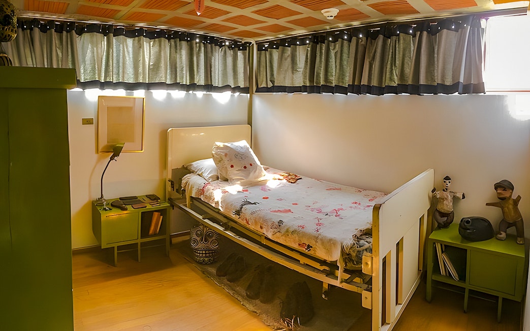 Bedroom of Diego Rivera at Museo Casa Estudio Diego Rivera y Frida Kahlo, Mexico City.