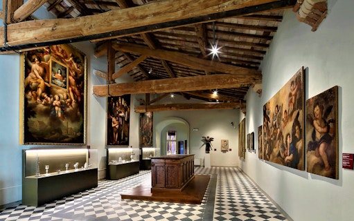 Paintings and sculptures in the Museum of San Pietro, Colle Val d'Elsa.
