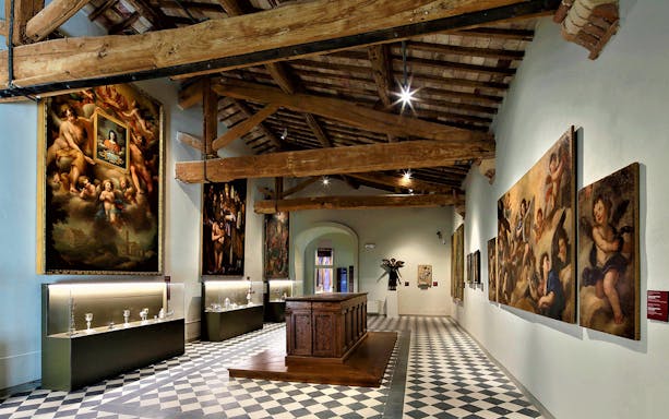 Paintings and sculptures in the Museum of San Pietro, Colle Val d'Elsa.