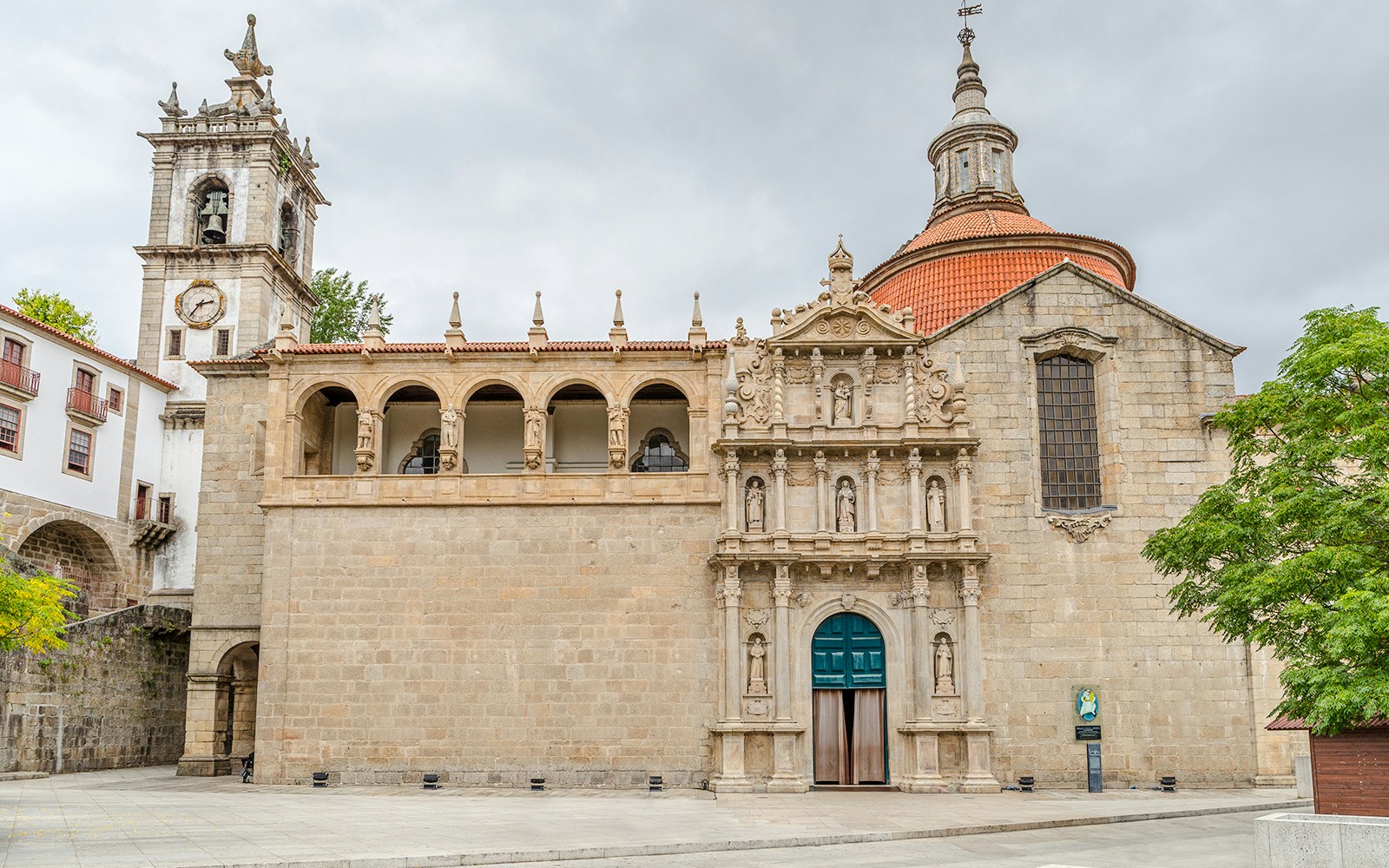 São Gonçalo Church facade with bell tower in Amarante, Portugal.