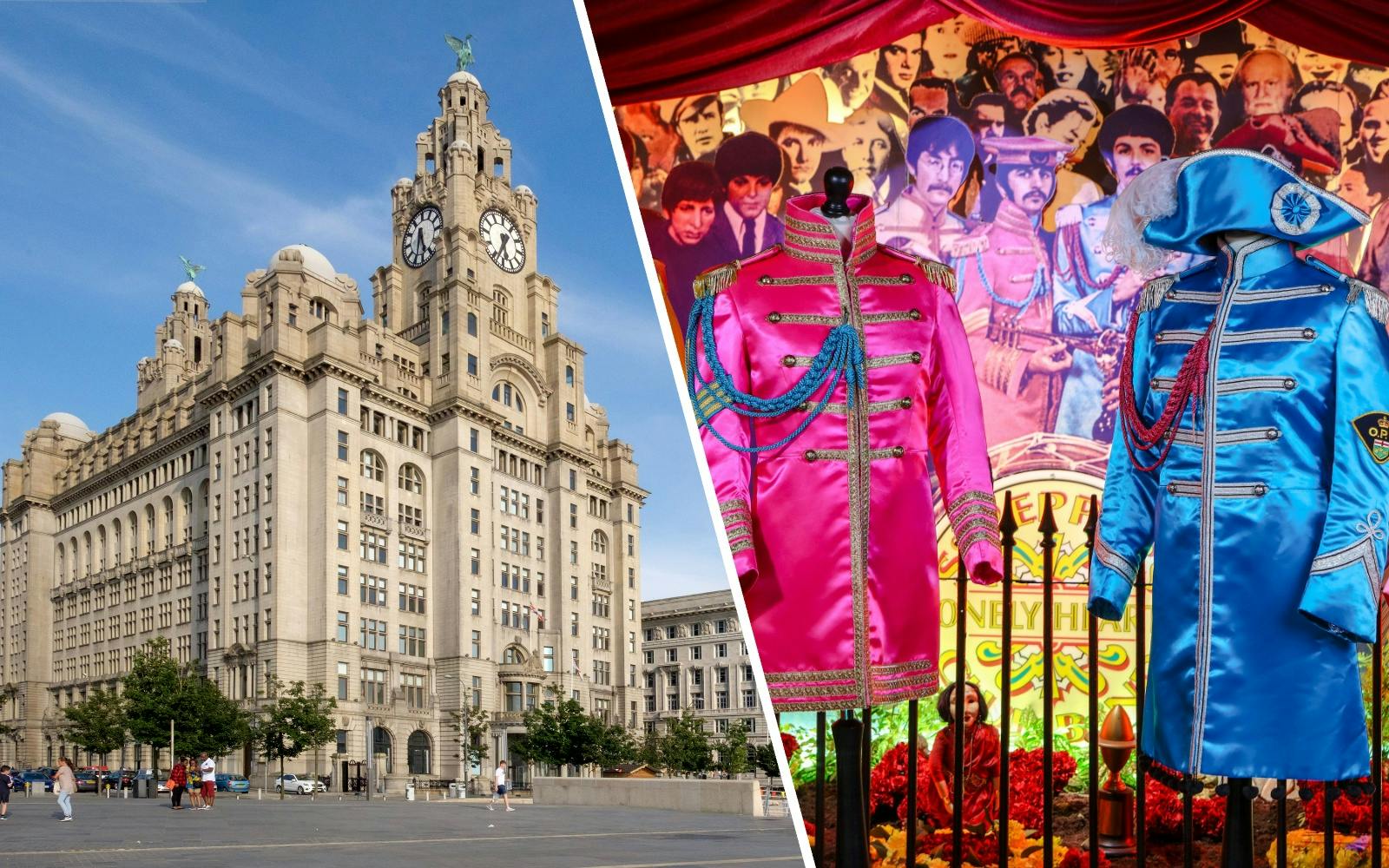 The Beatles Story exhibit with Sgt. Pepper uniforms in Liverpool.
