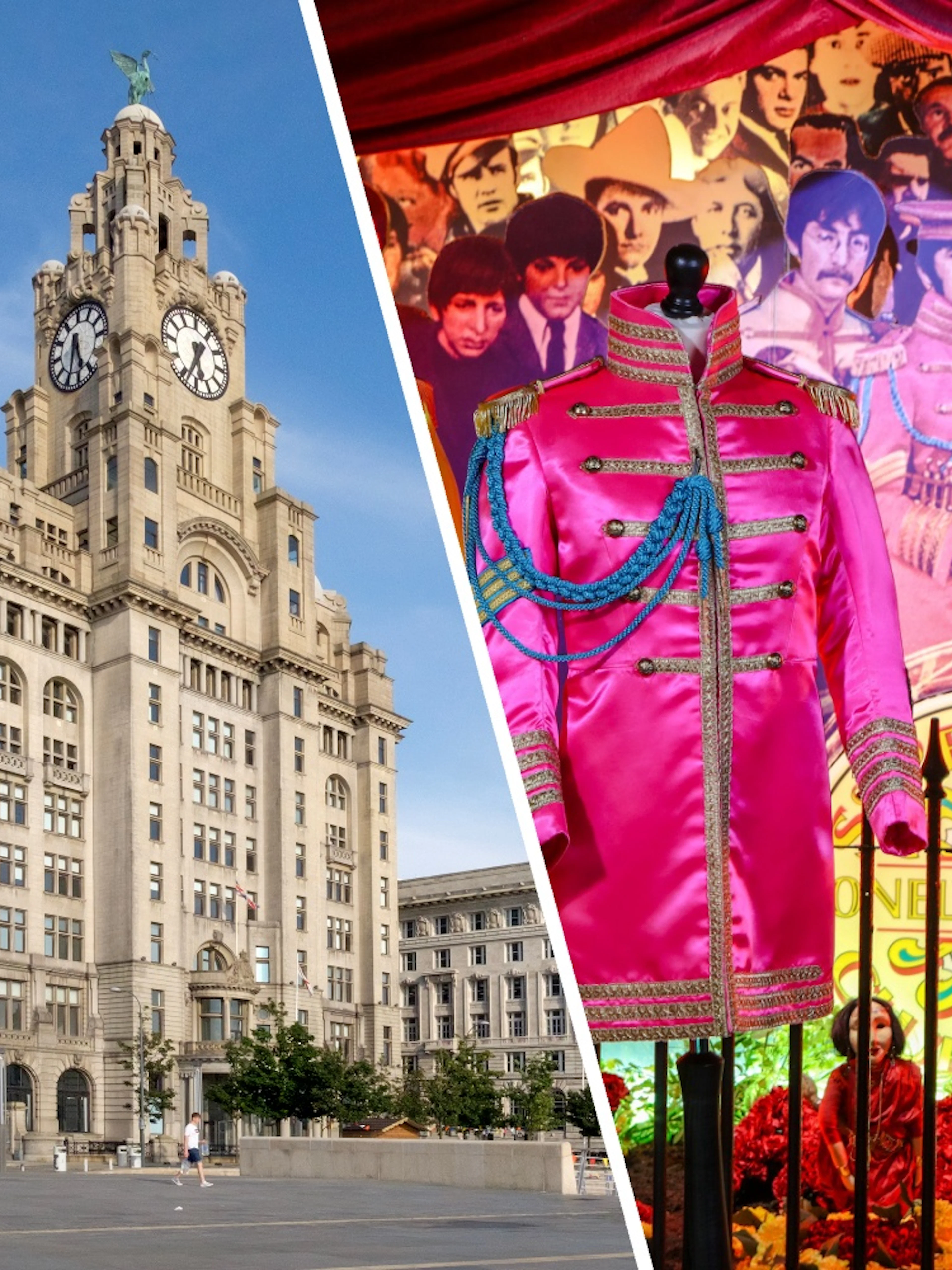 The Beatles Story exhibit with Sgt. Pepper uniforms in Liverpool.