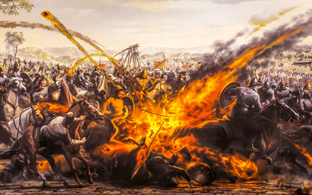 Battle scene from the Istanbul Panorama 1453 History Museum exhibit.