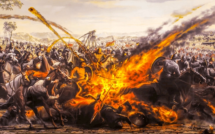 Battle scene from the Istanbul Panorama 1453 History Museum exhibit.